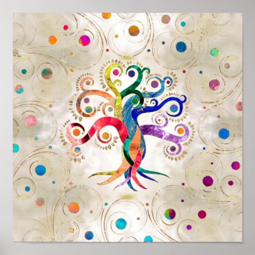Tree of Life _ Gemstone Mineral Rainbow Swirl Poster