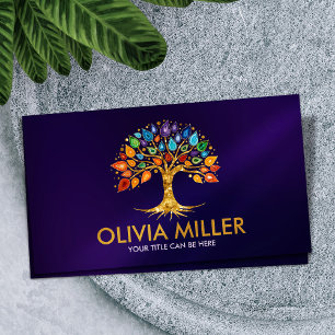 Tree of life - Geode Agate Leaves Business Card