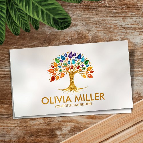 Tree of life _ Geode Agate Leaves Business Card