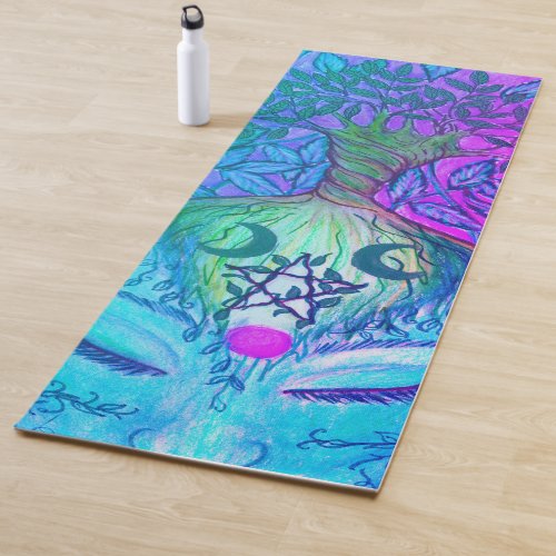 Tree of Life Goddess Pentacle Moons Yoga Mat