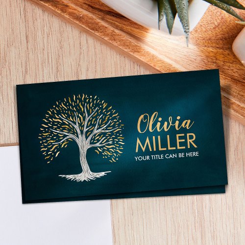 Tree of life _ gold and pearl business card