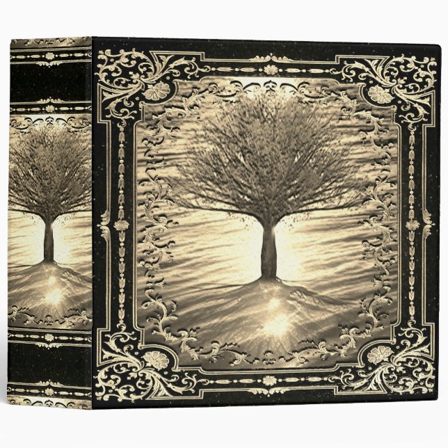 Tree of Life Gold Calm Waters 3 Ring Binder (Front/Spine)