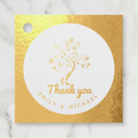 Tree of Life Gold Foil Wedding Baby Bar Bat Mitvah Foil Favor Tags