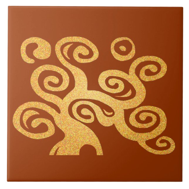 Tree of life gold version ceramic tile (Front)
