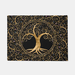 Tree of life Golden Spiral and Gemstones Doormat