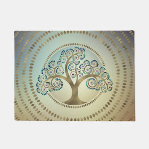 Tree of life Golden Spiral and Marble Doormat