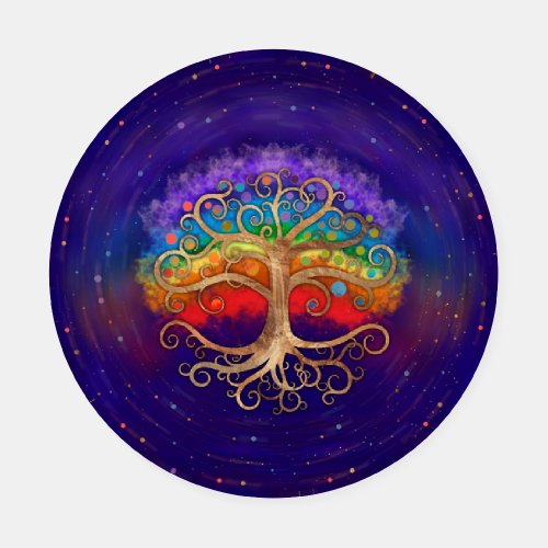 Tree of life Golden Swirl and Rainbow Coaster Set