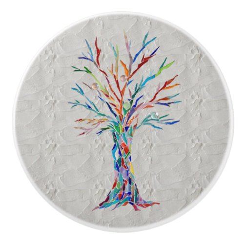 Tree of Life Gray Ceramic Knob