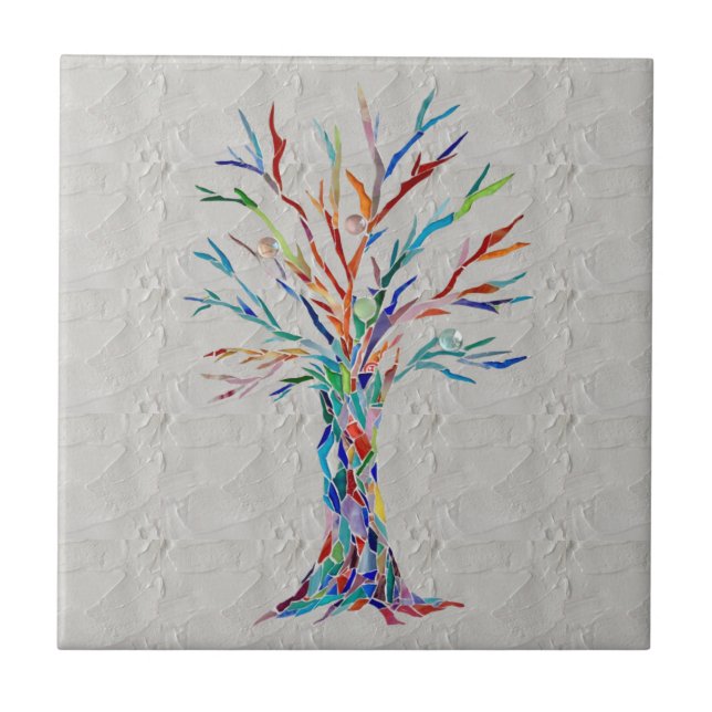 Tree of Life Gray Ceramic Tile (Front)