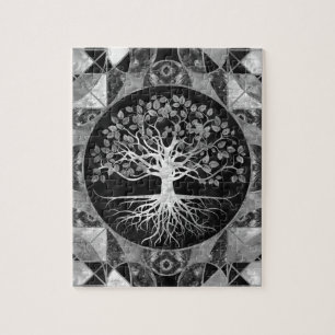 Tree of life - Gray scale Gemstone Jigsaw Puzzle