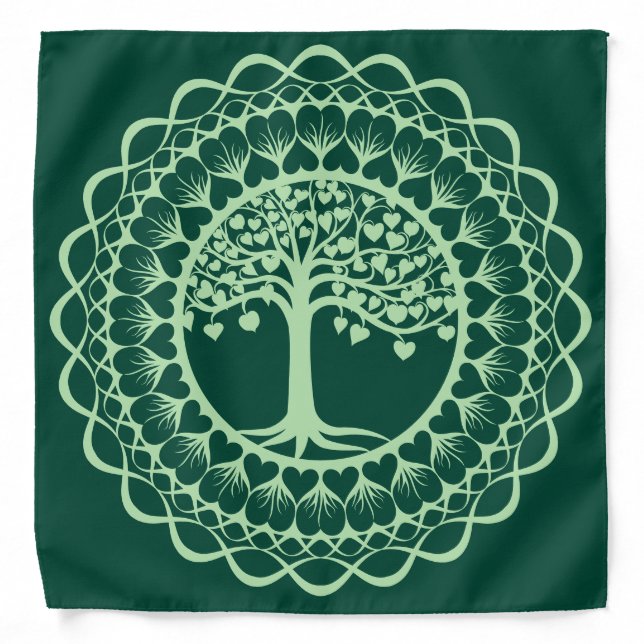 Tree of Life (Green) Mandala Print Bandana (Front)
