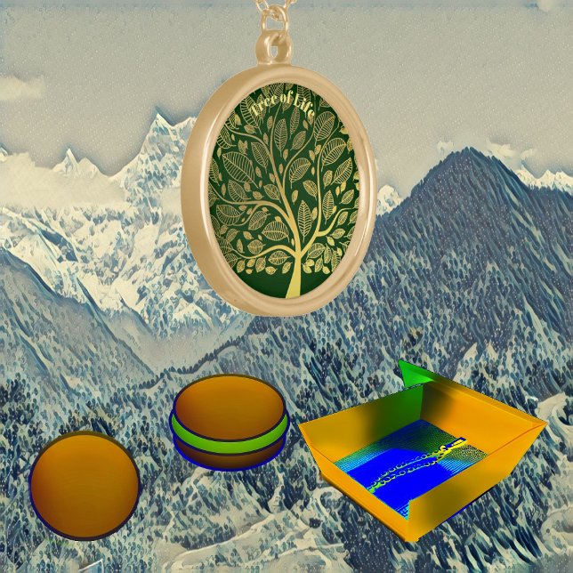 Tree of Life Greenery Gold Foliage Plated Necklace (Tree of Life Greenery Gold Foliage Gold Plated Necklace)