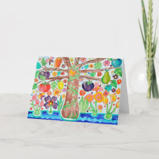 Tree of Life Greeting Card red