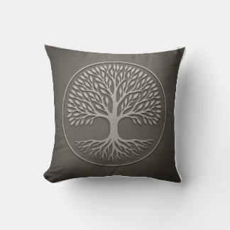 Tree of Life Grey Throw Pillow Sacred Geometry