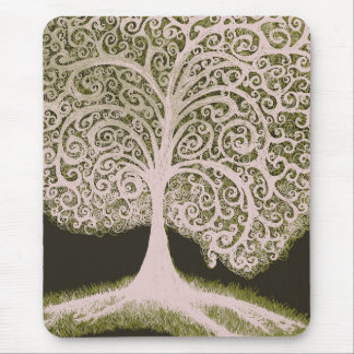 Tree of Life , grn&wht Mouse Pad