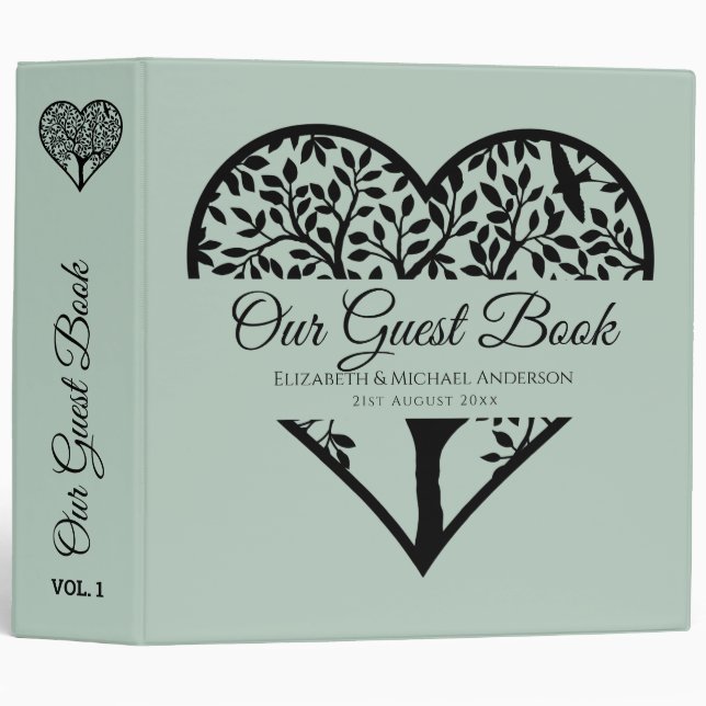 Tree of Life Guest Book Wedding Memorial Funeral 3 Ring Binder (Front/Spine)
