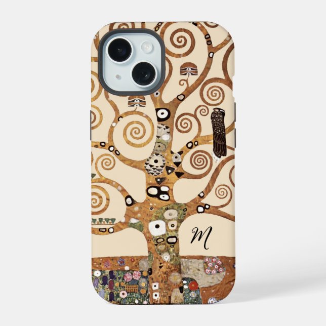Tree of Life Gustav Klimt Monogram Iphone Case (Back)