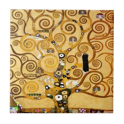 Tree of Life Gustav Klimt Nouveau Ceramic Tile