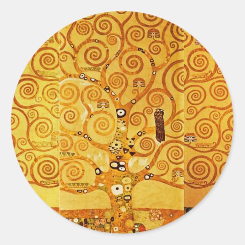 Tree of Life Gustav Klimt Nouveau Classic Round Sticker