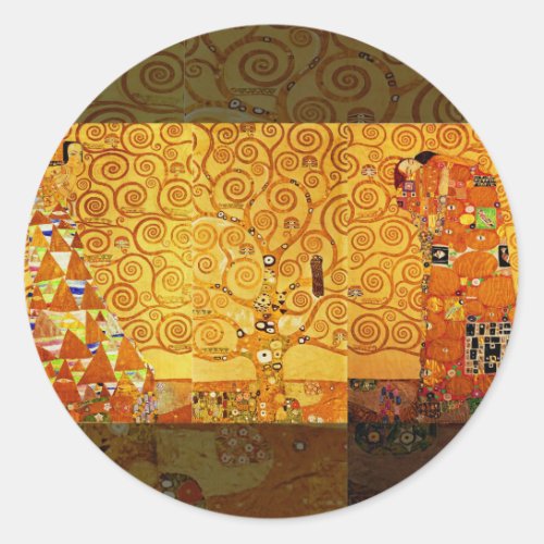 Tree of Life Gustav Klimt Nouveau Classic Round Sticker