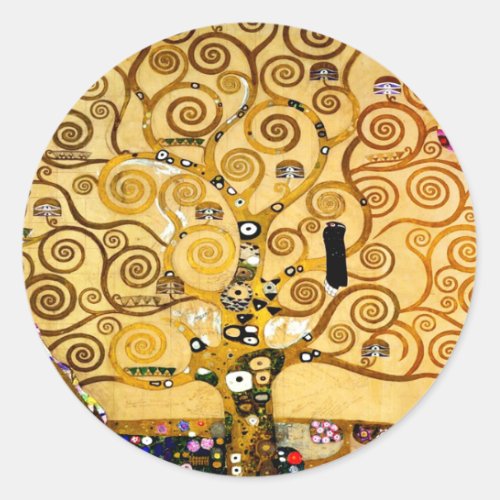 Tree of Life Gustav Klimt Nouveau Classic Round Sticker