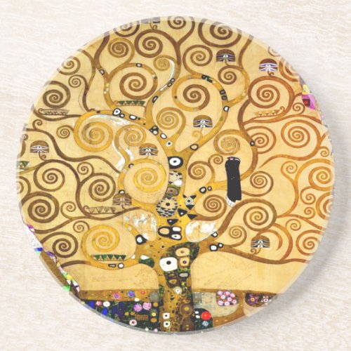 Tree of Life Gustav Klimt Nouveau Drink Coaster