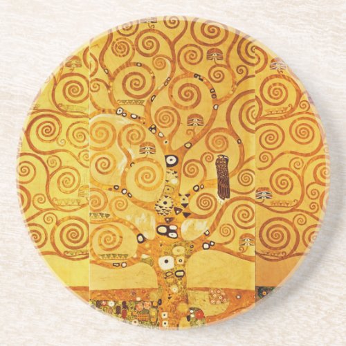 Tree of Life Gustav Klimt Nouveau Drink Coaster