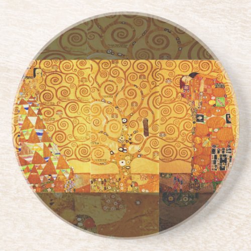 Tree of Life Gustav Klimt Nouveau Drink Coaster