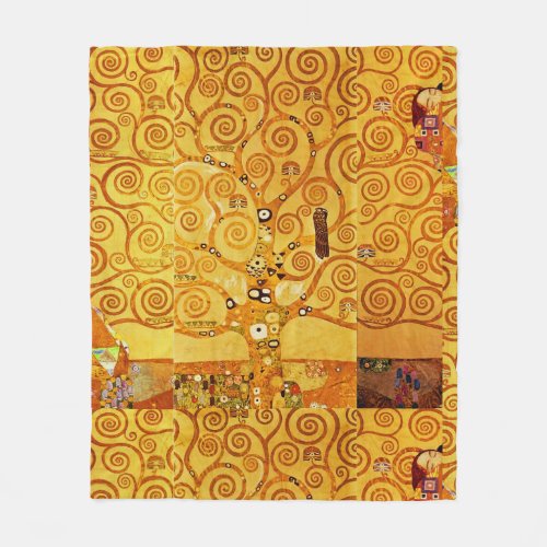 Tree of Life Gustav Klimt Nouveau Fleece Blanket