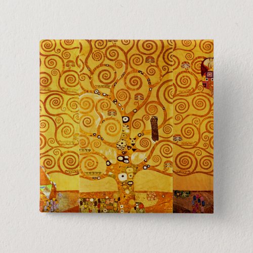 Tree of Life Gustav Klimt Nouveau Pinback Button