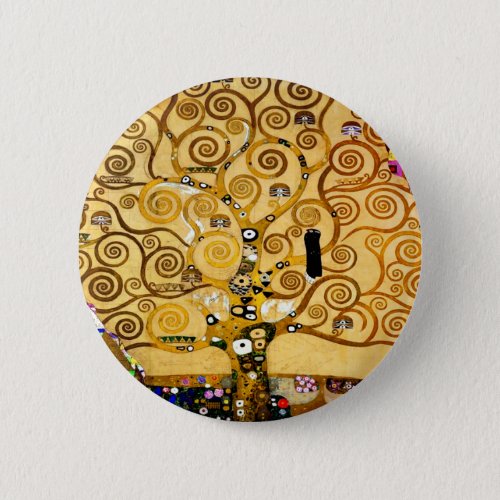 Tree of Life Gustav Klimt Nouveau Pinback Button