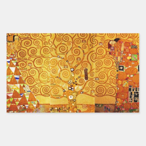 Tree of Life Gustav Klimt Nouveau Rectangular Sticker