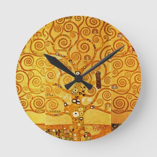 Tree of Life Gustav Klimt Nouveau Round Clock