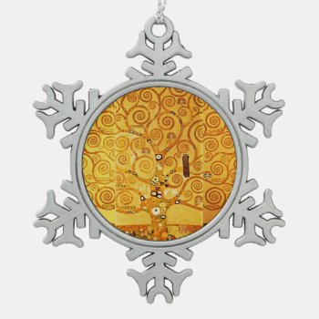 Tree Of Life Gustav Klimt Nouveau Snowflake Pewter Christmas Ornament by antiqueart at Zazzle