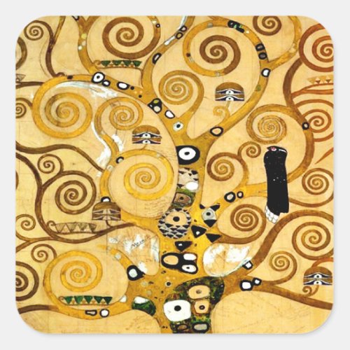 Tree of Life Gustav Klimt Nouveau Square Sticker