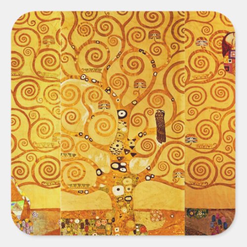 Tree of Life Gustav Klimt Nouveau Square Sticker