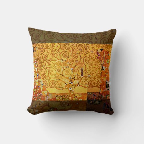 Tree of Life Gustav Klimt Nouveau Throw Pillow