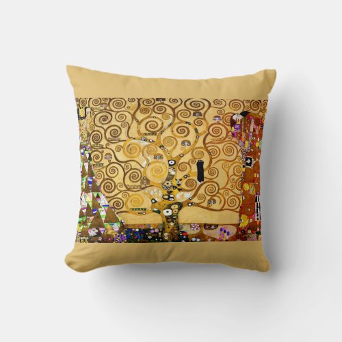 Tree of Life Gustav Klimt Nouveau Throw Pillow