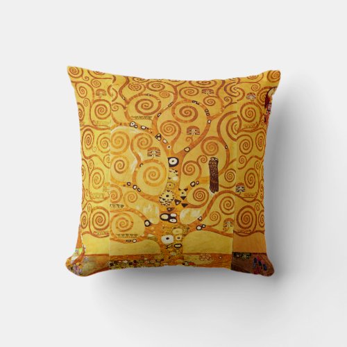 Tree of Life Gustav Klimt Nouveau Throw Pillow