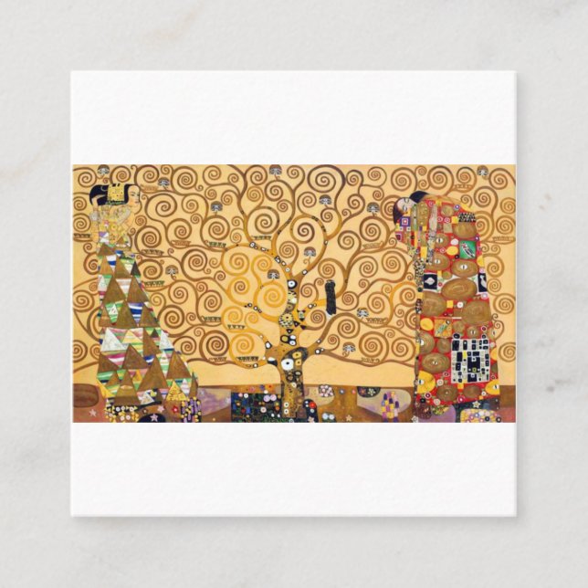 Tree Of Life Gustav Klimt Square Business Card (Front)