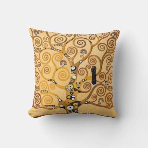 Tree Of Life Gustav Klimt Throw Pillow