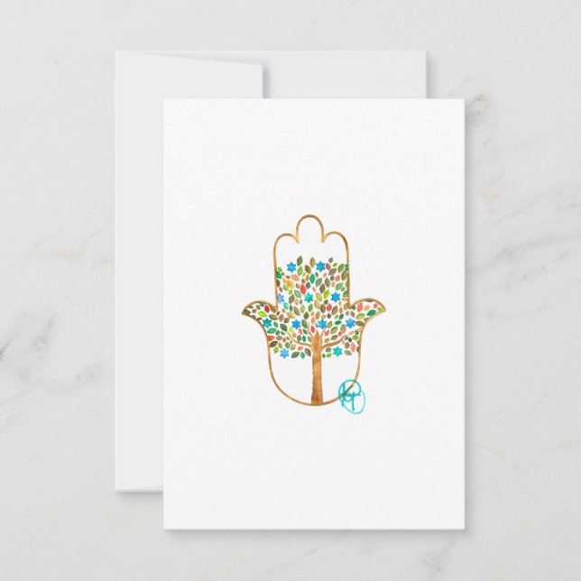 Tree of Life Hamsa Art Thank You Card (Front)