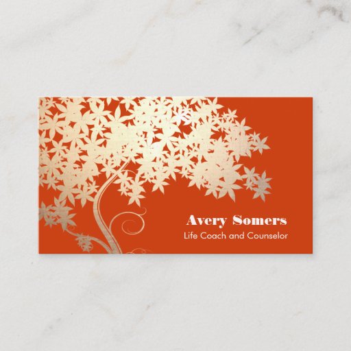 Customizable Tree of Life Health and Wellness Orange Business Cards