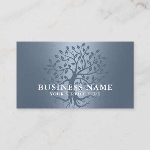 Tree of Life Health Wellness Salon Spa Dusty Blue Business Card