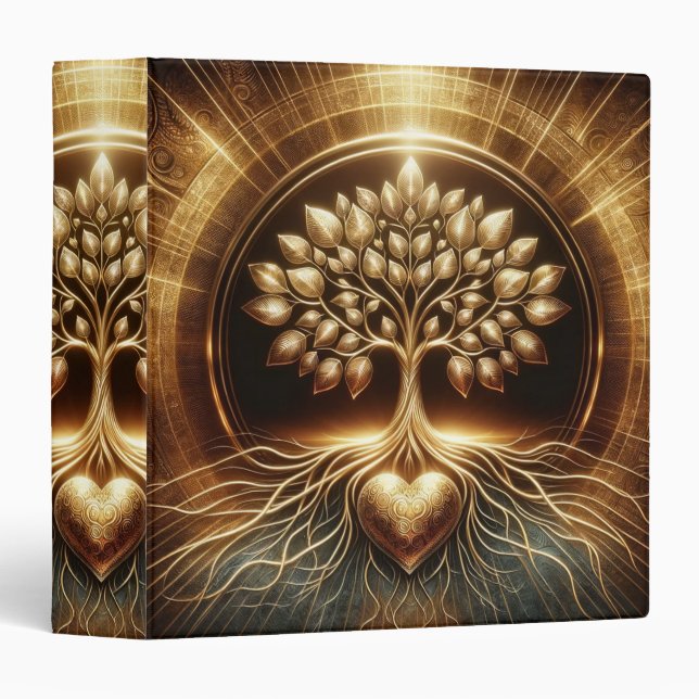 Tree of Life Heart Ancient Rustic 3 Ring Binder (Front/Spine)