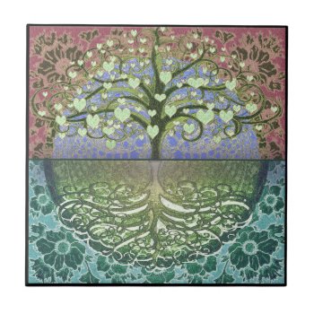 Tree Of Life Heart By Amelia Carrie Tile by Customizeables at Zazzle