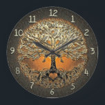 Tree of Life Heart in Copper Colors Large Clock<br><div class="desc">A copper colored tree of life with a heart at the bottom of the tree.</div>