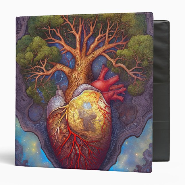 Tree Of Life Heart Surreal Nature Art 3 Ring Binder (Front/Inside)