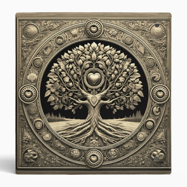 Tree of Life Hearts and Love 3 Ring Binder (Back)
