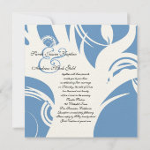 Tree of Life Hebrew Jewish Wedding Blue Invitation (Back)